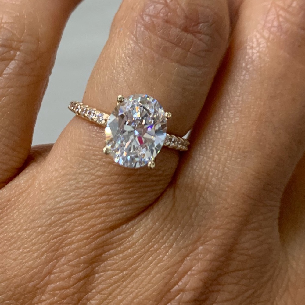 14k yellow gold 2.5ct Oval CZ Engagement Ring